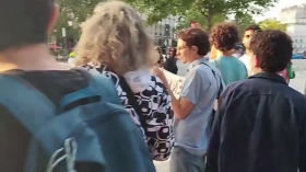 Campement pour Gaza sur la Place de la Bastille à Paris