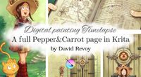 A full Pepper&Carrot page in Krita, Digital painting Timelapse by David Revoy