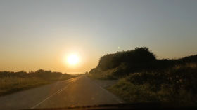 Misty sunrise drive from Brønderslev to Klokkerholm, through Østervrå